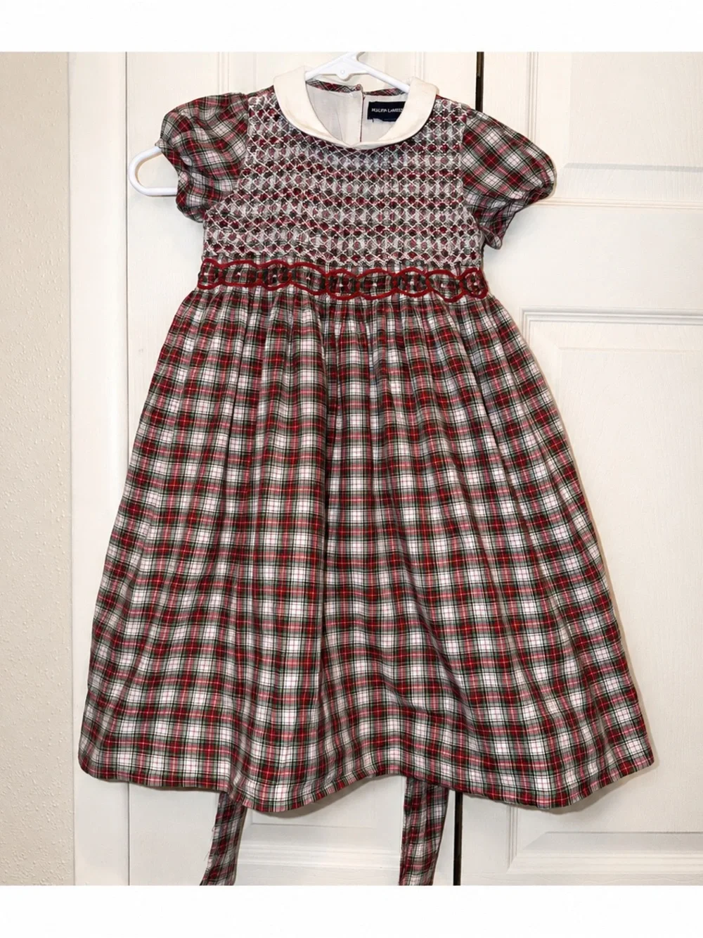 Ralph Lauren Girls Smocked 3T Holiday Plaid Christmas Dress Vintage Prarie style